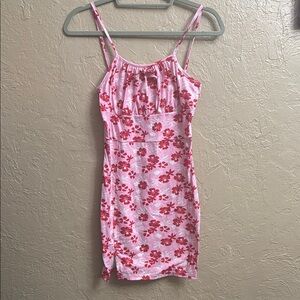 Pink Floral Strappy Mini Dress